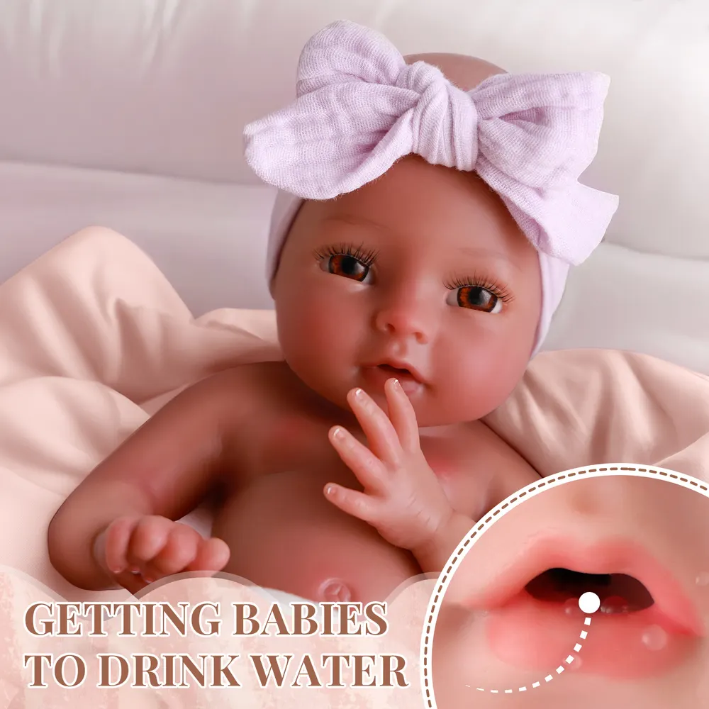 Wet and Drink System Terry 12" Realistic Silicone Smiling Baby Little Infant Girl, photograph 2
