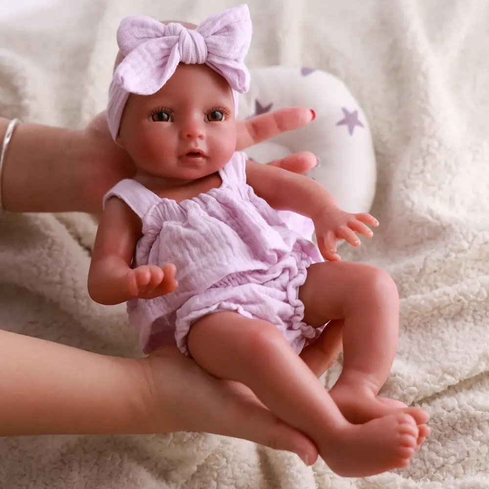 Wet and Drink System Terry 12" Realistic Silicone Smiling Baby Little Infant Girl, photograph 4