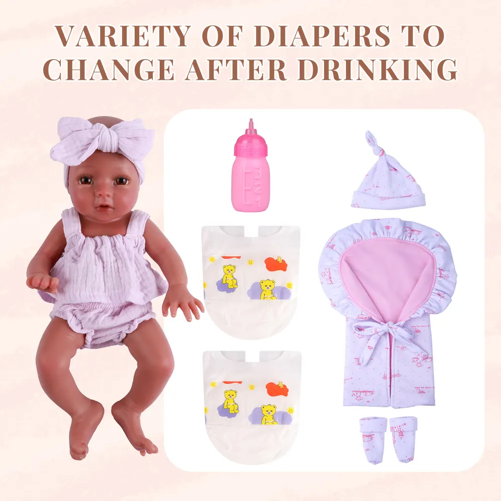 Wet and Drink System Terry 12" Realistic Silicone Smiling Baby Little Infant Girl, photograph 5