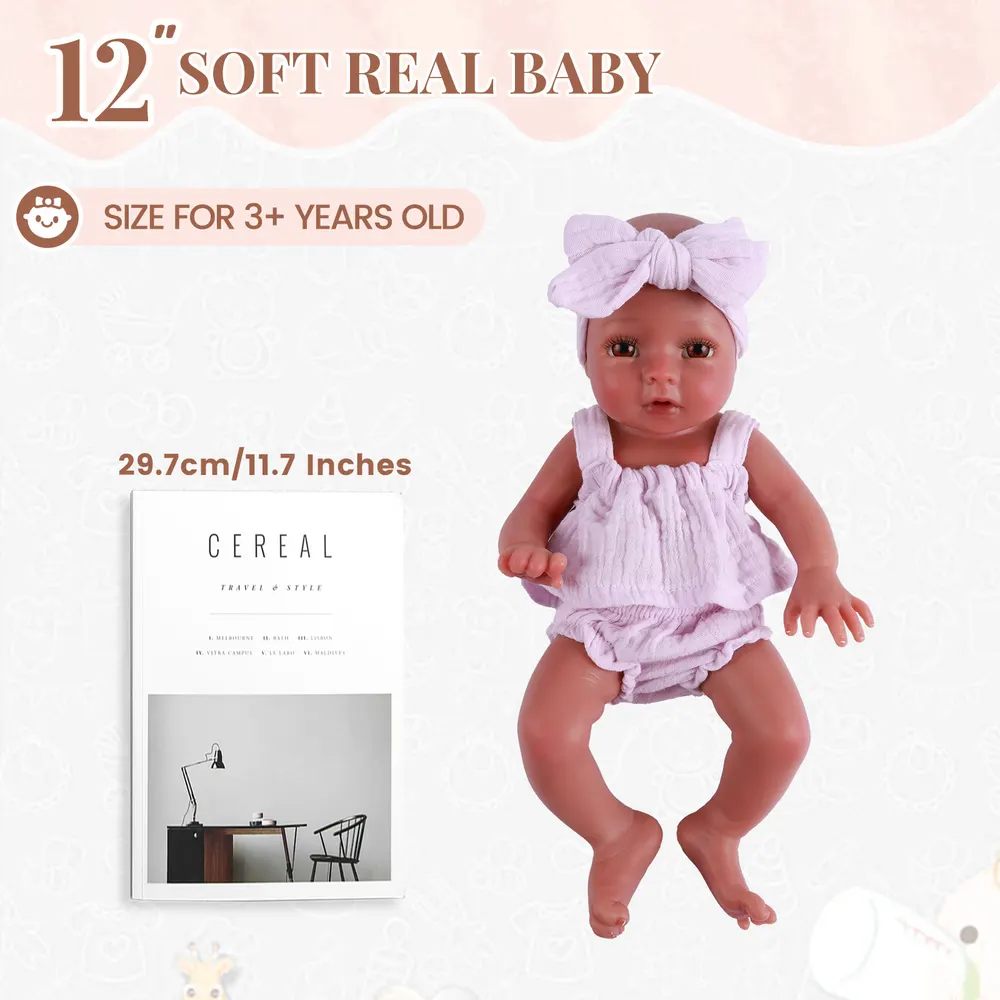 Wet and Drink System Terry 12" Realistic Silicone Smiling Baby Little Infant Girl, photograph 6