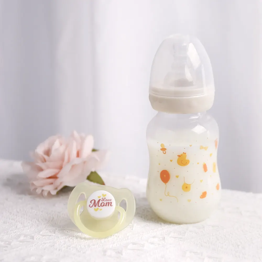 Yellow Style Pacifier and Bottle 2 Pieces Set Safest Reborn Baby Doll Accessories, photograph 2