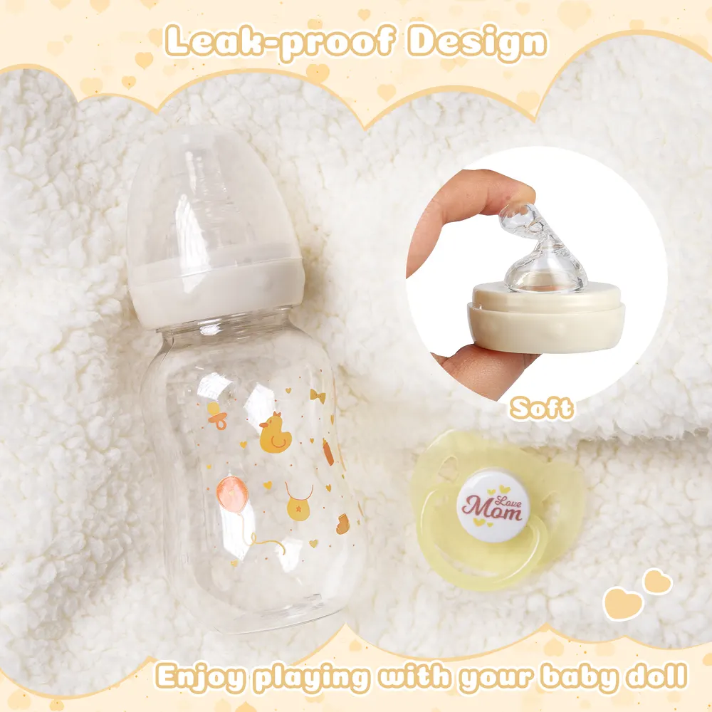 Yellow Style Pacifier and Bottle 2 Pieces Set Safest Reborn Baby Doll Accessories, photograph 5